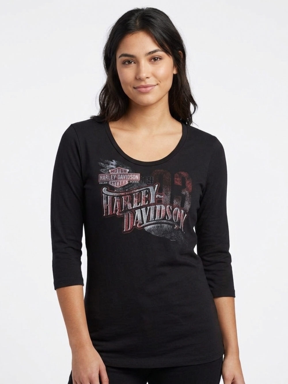 Harley-Davidson Emerald Coast Ft. Walton Beach FL Women Medium Black 3/4 Sleeve
